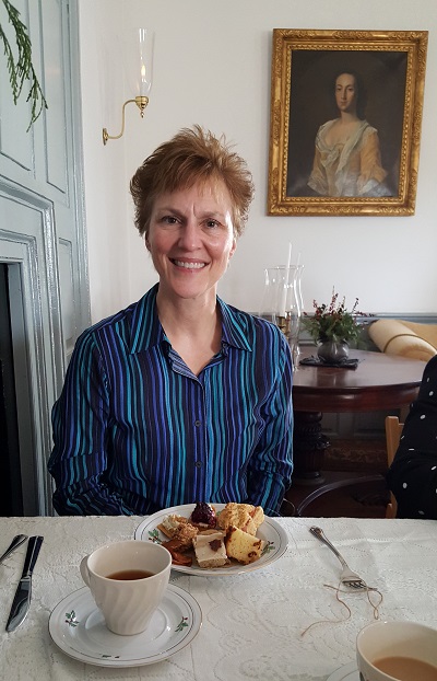 Anne having tea at Smithfield Plantation